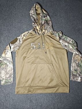 5.11 Tactical Hoodie Mens Large Brown Realtree Camo Pullover Zip Sleeve Pocket
